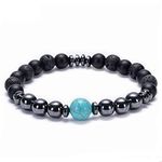 Wild Essentials Turquoise and Hematite Lava Stone Essential Oil Diffuser Bracelet, Expandable up to 8 inches, Aromatherapy Jewelery for Women and Men