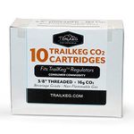 TrailKeg - 10-Pack 16g Threaded Beverage Grade CO2 Cartridges