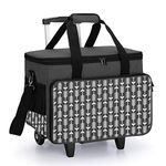 Yarwo Sewing Machine Case on Wheels, Universal Travel Bag with Bottom Wood Board for Most Standard Sewing Machine and Accessories, Black with Arrow