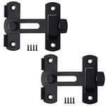 DOUBLE 2 C Barn Door Lock, 2 Pack Sliding Barn Door Lock Hardware Gate Latches, Carbon Steel Door Latches for Barn Door Cabinet Window Closet Door, Black, 2 Pack