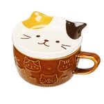 Fychuo Cat Mug, Cute Gifts Women Men Cat Mug with Lid, Cat Gifts for Girls Cat Mugs for Cat Lovers Coffee Mug Ceramic Tea Cup Saucer Set, Cat Presents Novelty Gifts Birthday Mum Girlfriend Her Sister