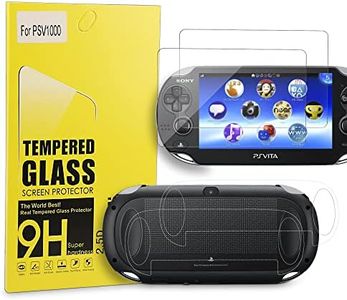 Xahpower PS Vita 1000 Screen Protector, 9H Tempered Glass Front Screen Protector and HD Clear PET Back Screen Protective Film for Sony PlayStation Vita 1000