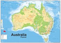 Physical Map of Australia - Size A1-59.4 x 84.1cm - Paper Laminated