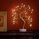 GLOWSERIE Plastic Newest Led Fairy Night Light Christmas Tree Night Lamp Battery Usb Operated Bedside Bedroom Lamp For Home Desk Holiday Lighting 36 Leds Pear Leaves Tree