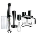 Braun MultiQuick Immersion Hand Blender + 6-Cup Food Processor, Whisk, Beaker, Masher, MQ7077, Black