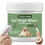 Zoila Pets Dog Ear Wipes & Cat Ear Cleaner – Ear Wipes for Dogs, Cat Ear Wipes, Gentle Dog Ear Cleaning Wipes Remove Wax, Dirt & Odor, No-Rinse Ear Care (Coconut)