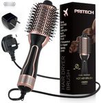 Dual Voltage Hair Dryer Brush, PRITECH Hot Air Brush 110V-120V/220V-240V Ionic 1000W Blow Dryer Brush 4 in 1 Styler, One Step Volumizer,Styling Brush for Straight and Curling Hair Salon