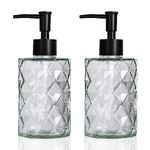 Topsky 2pcs Glass Soap Dispenser with Plastic Pump, 330ml Liquid Hand Soap Dispenser, Rustproof Pump for Kitchen & Bathroom, Great for Lotions, Essential Oil, Liquid Soaps Clear Black