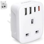 UK to Australia plug adapter with USB - 2 USB C [PD20W] Fast Charge, UK to China plug adapter, New Zealand plug adaptor, Australian plug adaptor from UK for Chinese Argentina NZ AUS etc (Type I)