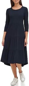 Tommy Hilfiger Women's Tiered Stripe Midi Dress, Sky Captain, Large