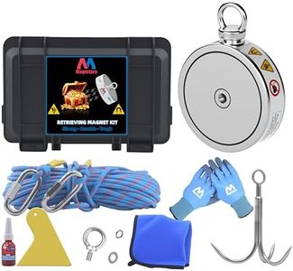 Magnetpro 2000LB’s Complete Retrieving Magnet Fishing Kit | Double Sided Fishing Magnet Kit | Includes Strong Neodymium Magnets, Durable 65ft Rope, Carabiner, Gloves, Grappling Hook & Carry Case
