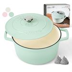 Ciwete 6 QT Dutch Oven Pot with Lid, Enameled Cast Iron Dutch Oven for Bread Making, Braiser, Cooking, Dual Handles, Oven Safe, Mint Green