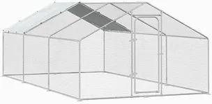 BOSSIN Large Metal Chicken Coop with Waterproof Cover, Poultry Cage Spire Shaped Coop, Walk-in and Heavy Duty Design, Chicken Run Duck House Resistant to Wind, rain, and UV Cover for Farm Yard Use