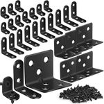 MAPVOLUT 25Pcs L Brackets for Shelves, 3 Sizes Angle Corner Braces Metal L Bracket Heavy Duty for Wood, Sturdy and Rustproof for Repairing Furniture with 90Pcs Screws Mounting Bracket Easily Black