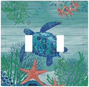Blue Turtle Coral Pattern Double Toggle Wall Plate Switch Decorative Panel Electrical Socket Plate Suitable For Bathroom Kitchen Living Room Bedroom