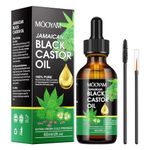 Jamaican Black Castor Oil 100% Pure for Hair Growth, Black Castor Essential Oil for Stronger Healthier Hair for Body & Face Eyebrows Growth, Skin Moisturizer & Massager Nail Care