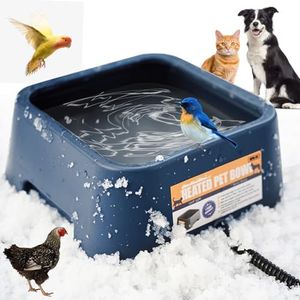 120OZ/3.4L Heated Water Bowl,Outdoor Heated Dog Bowl, Thermal Heated Water Bowl for Chicken Cats Dog Rabbit, Chew Resistant Power Cord, Work Indicator Light, Provides Water in Winter