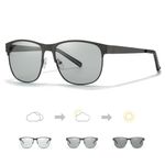 TJUTR Photochromic Sunglasses for Men Polarized, Metal Frame, Square Lens Style with UV400 Protection Ideal for Active Outdoors and Leisure
