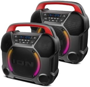 ION Audio Pathfinder Go Wireless Bluetooth Beach Speaker IPX5 Water-Resistant for Pool Party Music Events, Indoor and Outdoor Parties - 2 Pack Bundle (Renewed)