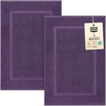 Utopia Towels Cotton Banded Bath Mats, 2 Pack, Not a Bathroom Rug, 21 by 34 Inches, 100% Ring Spun Cotton, Highly Absorbent Shower Bathroom Floor Towel, Plum
