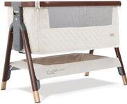 Tutti Bambini CoZee® Luxe Next To Me Crib & Standalone Baby Cot – Quilted Velvet Crib with 100% Cotton Jersey Lining - Foldable Baby Bed & Travel Cot with Mattress (0-6 Months) – Walnut/Cream