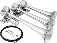 Vixen Horns Train Horn for Truck/Car. 3 Air Horn Chrome Plated Trumpets. Super Loud dB. Fits 12v Vehicles like Semi/Pickup/Jeep/RV/SUV VXH3118