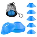 XIHIRCD 25pcs Soccer Cones for Sports Training, 5 Inch Mini Football Cones with Mesh Bag, Flexible Agility Practice Cones Drills Training Plastic Cones for Basketball Sports Games Kids Skating(Blue)