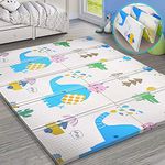 Baby Play Mat,Extra Large Bpa Free Kids Crawling Mat,Waterproof Foldable Floor Baby Crawling Mat Foam For Infants,Toddlers Use,Elephant,Giraffe Jungle Animals Multicolour,(180 X 200 Cm) Gold