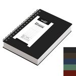 RETTACY A5 Notebook, Notepad, Wirebound Spiral Notebooks 300Pages /150 Sheets for Writing,100gsm College-Ruled Paper, Retro PVC Cover, for Men Work Office School,14.5 x 21cm - Black