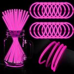Honoson Glow Sticks Bulk Bracelet Necklaces Glow Sticks for Wedding Light up Party Favors Supplies with Connectors Bright Color Light up Toys (Pink, 200 Pcs)