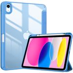 ProCase for iPad 10th Generation Case with Pencil Holder 2022 iPad 10 Case, iPad Cover 10th Generation iPad Case 10.9 inch, Clear Back Etui iPad 10e Generation for iPad A2696 A2757 A2777 -Blue