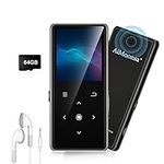 64GB MP3 Player with Bluetooth 5.2, AiMoonsa Music Player with Built-in HD Speaker, FM Radio, Voice Recorder, HiFi Sound, E-Book Function, Earphones Included