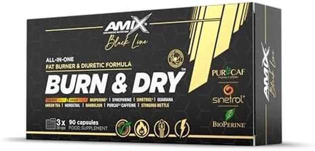 AMIX | BURN & DRY - All-in-one - Fat burner & Diuretic fórmula- Complemento para Control de Peso y Drenaje del organismo - con Cafeína - 90 Cápsulas