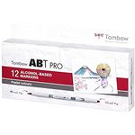 Tombow ABT PRO Alcohol-based Marker Pens Set of 12 - Pastel Colours