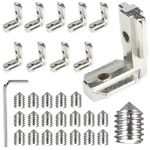 BELLA BAYS 10 Sets 4040 Series L Shape Interior Inside Corner Connector Silver Joint Bracket Set for 8mm T Slot Aluminum Extrusion Profile with 20pcs Screws 1pc Wrench 3D Printer Accessories