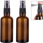 Nylea Small Glass Spray Bottles for Oil, Hair, Plants Water 2 oz | Empty Fine Mist and Refillable Mister Amber Mini Travel Size Bottle for Cleaning Solutions, Essential Oil Sprayer and Nozzle - 2 Pack