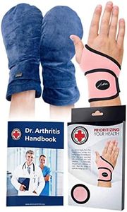 Dr. Arthritis Bundle: Heat Therapy Gloves (Lavender Scented, Universal Size, 1 Pair, Blue) + Wrist Support (Pink)