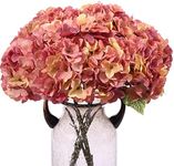 Kimura's Cabin 2Bouquets Fake Flowers Vintage Artificial Silk Hydrangea Flowers Bouquets 10Heads for Home Table Centerpieces Wedding Party Autumn Garden Decoration (Autumn Pink 1 Pack of 2)