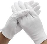 VOARGE 10 Pairs White Cotton Gloves, Size XL, White, Care Cotton Gloves, Comfortable and Breathable, for Dry Hands, Eczema, Beauty, Coin, Jewellery and Silver Inspection