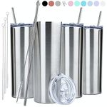 Insulated Tumbler With Straw Silvers