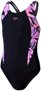 Speedo Hyperboom Splice Muscleback Costume intero Bambina, True Navy/Miami Lilla/Taffy Rosa, 13-14 Anni