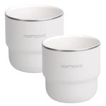 Normcore 2 Pack Espresso Coffee Cup Set, 7 oz Coffee Tumbler with Ceramic Coating, 210ml Double Wall Coffee Cup Mug For Cafe Mocha, Latte, Cappuccino, Tea, White