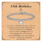 KORAS 13th Birthday Gifts for Girls, Heart Charm Bracelet 13th Birthday Bracelet Gifts for 13 Year Old Girls, Girls 13th Birthday Presents