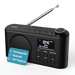 Portable Bluetooth DAB, DAB+ Radio | Rechargeable Battery or USB-C Cable Powered | 12 Hour Playback, LED Display, Headphone Jack | Dual Alarm, FM, 40+ Presets | MAJORITY Orwell