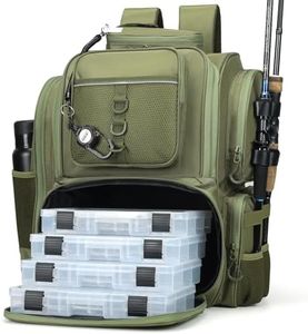 WANOON Fishing Backpack,Tackle Bag,with Tackle Boxes. Large Fishing Bag, Strong Materials