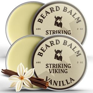 Striking Viking Beard Balm For Men - Leave In Beard Conditioner Scented Beard Styling Balm Beard Softener Butter Men - Jojoba Beard Oils - Styles Strengthens & Softens - Vanilla 2 Ounce (Pack of 2)