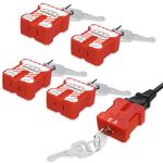 TRADESAFE Electrical Lockout Tagout Plug Lock - Power Cord Plug Lockout Fits 2 or 3 Prong Plugs, OSHA Compliant Plug Locks for Electrical Plugs, Keyed Alike Unlimited, 5 Pack, 2 Keys Each