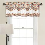 Lush Decor 16T000205 Clara Room Darkening Valance Set, 18" x 52", Turquoise/Tangerine