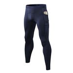 LEICHR Mens Compression Pants Leggings Cool Dry Workout Football Tights Sports Athletic Gym Baselayer Tights, # Navy Blue#22, XX-Large