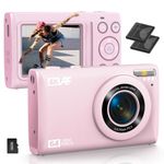 Digital Camera 4K 64MP with 32GB Card, Point and Shoot Digital Camera with 18X Digital Zoom, 2 Batteries, Compact Small Camera for Teens Kids Boys Girls